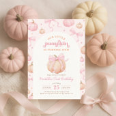 Coquette Pumpkin Pastel Pink Bow Girl Geburtstag Einladung