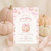 Coquette Pumpkin Pastel Pink Bow Girl Geburtstag Einladung