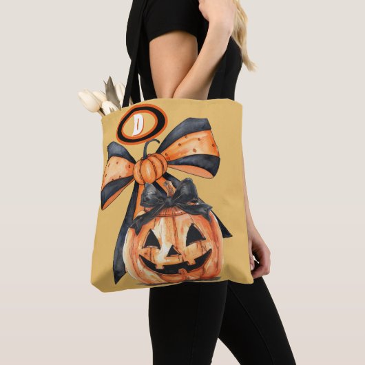Coquette Pumpkin Vintag Design Monogram Tasche (Von Nahem)