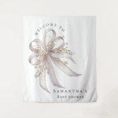 Coquette purple bow baby shower Backdrop Wandteppich (Vorderseite)