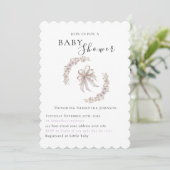 Coquette purple bow baby shower Invitation  Einladung (Stehend Vorderseite)