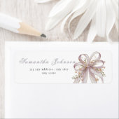 Coquette purple bow baby shower Return Address (Insitu)