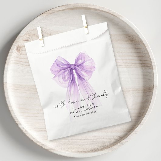 Coquette Purple Bow Bridal Shower Thank You Geschenktütchen