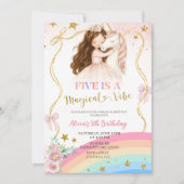 Coquette Rainbow Pastel Unicorn Magical Birthday Einladung (Vorderseite)