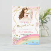 Coquette Rainbow Pastel Unicorn Magical Birthday Einladung (Stehend Vorderseite)