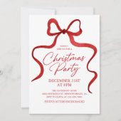 Coquette Red Bow Classic Holiday Christmas Party Einladung (Vorderseite)