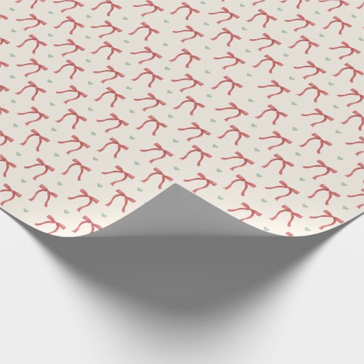 Coquette Red Bow Niedlich Heart Christmas Tree Geschenkpapier (Ecke)