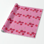 Coquette Red Cherries Obstfrucht Muster rosa Geschenkpapier (Ungerollt)