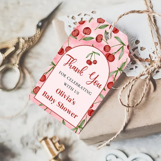 Coquette Red Cherry Baby Shooting Tag Geschenkanhänger
