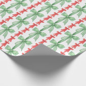 Coquette Red & Green Christmas Bows Geschenkpapier (Ecke)