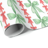 Coquette Red & Green Christmas Bows Geschenkpapier (Rolleneckpunkt)