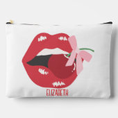 Coquette Red Lips Rosa Ribbon Bow Zubehörtasche (Vorderseite)