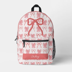 Coquette Red & Pink Bow/Ribbon-Muster Bedruckter Rucksack