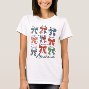 Coquette Red White & Blue Patriotic Bows 4. Juli T-Shirt