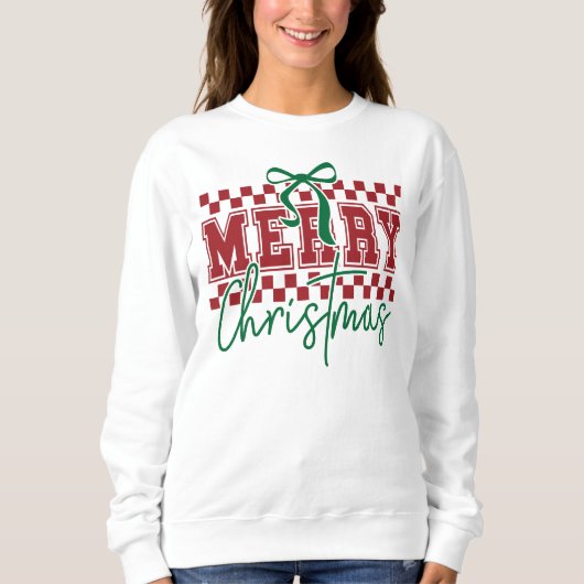 Coquette Retro Merry Christmas Trendy Typography Sweatshirt (Vorderseite)