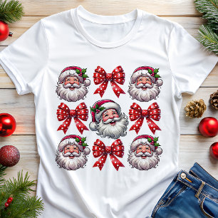 Coquette Retro-Weihnachtsmänner-Gesichter und rote Tri-Blend Shirt