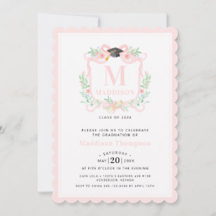 Coquette Ribbon Abschluss Monogram Wappen Einladung