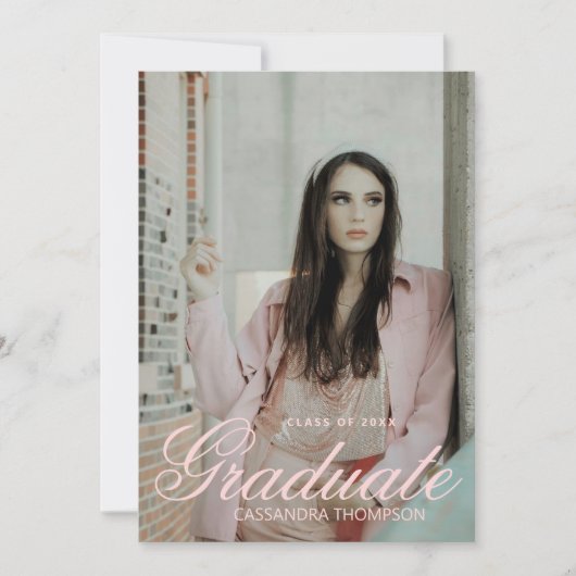 Coquette Ribbon Abschluss Monogram Wappen Einladung (Vorderseite)