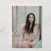 Coquette Ribbon Abschluss Monogram Wappen Einladung (Vorne/Hinten)