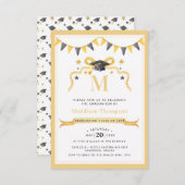 Coquette Ribbon Abschluss Monogram Wappen Einladung (Vorne/Hinten)