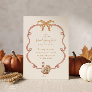 Coquette Ribbon & Bow Friendsgiving-Einladung Feiertagskarte