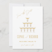 Coquette Ribbon Champagner Tower Fountain Hochzeit Save The Date (Vorderseite)