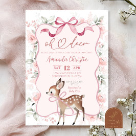 Coquette Ribbon Floral Oh Deer Baby Dusche Einladung