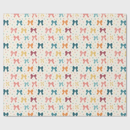 Coquette Ribbon Pattern with Polka Dots Geschenkpapier (Flach)