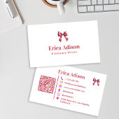 Coquette Ribbon QR Code Rosa Bogen Visitenkarte