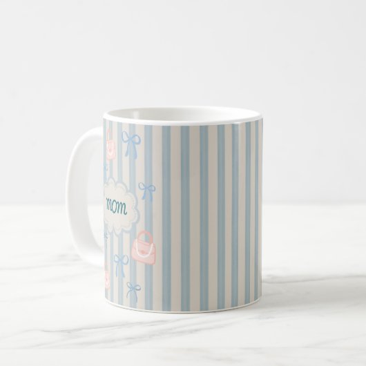 Coquette Ribbons Muttertag Personalisierter Name Kaffeetasse (Vorderseite Links)