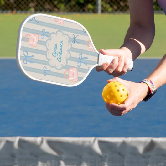 Coquette Ribbons Personalisierter Name und Slogan Pickleball Schläger (InSitu)