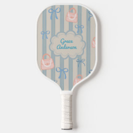 Coquette Ribbons Personalisierter Name und Slogan Pickleball Schläger