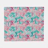 Coquette rosa, aquamarin, magentafarbene Monogramm Fleecedecke (Vorderseite (Horizontal))