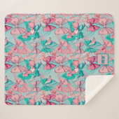 Coquette rosa, aquamarin, magentafarbene Monogramm Sherpadecke (Vorderseite (Horizontal))