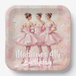 Coquette-Rosa-Ballerina-Geburtstag  Pappteller