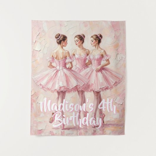 Coquette-Rosa-Ballerina-Geburtstag Wandteppich (Vorderseite)