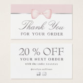 Coquette rosa Bogen danke Discount-Karte (Vorne & Hinten)