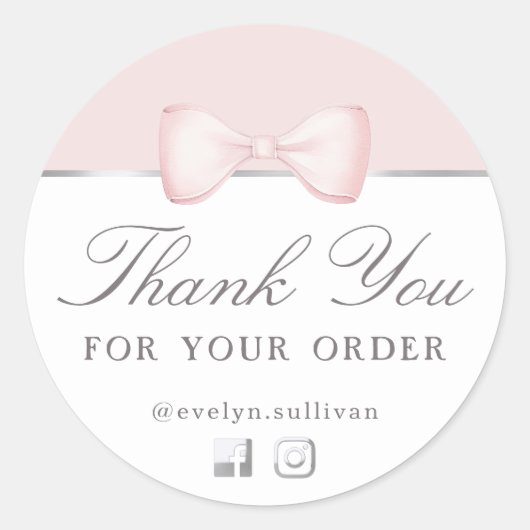 Coquette rosa Bogen Geschäft Danke Aufkleber (Vorderseite)