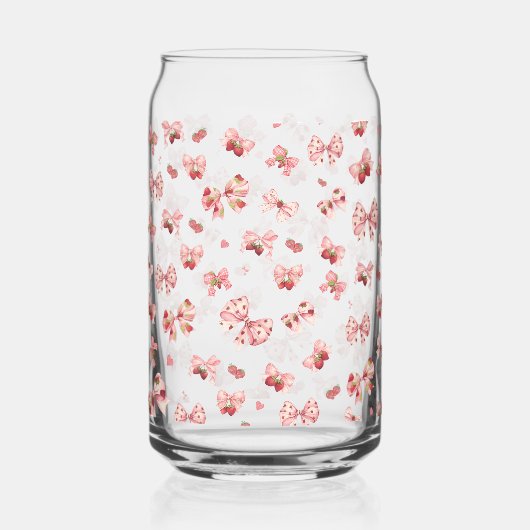 Coquette rosa Bow mit Erdbeeren Kann Glass Dosenglas (Vorderseite)