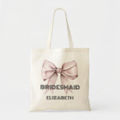 Coquette rosa Bow Ribbon Personalisiert Bridesmaid Tragetasche (Vorne)
