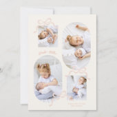 Coquette rosa Bows Collage 4 Foto Girl baby Ankündigung (Vorderseite)