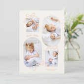 Coquette rosa Bows Collage 4 Foto Girl baby Ankündigung (Stehend Vorderseite)