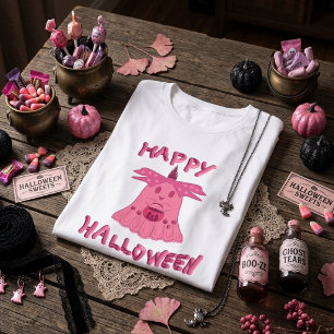Coquette Rosa Geist Frohes Halloween Digitale Kuns Tri-Blend Shirt