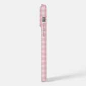 Coquette-Rosa-Gingham-Monogramm-Brautjungfer-Initi iPhone Hülle (Linke Seite)