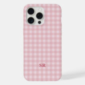Coquette-Rosa-Gingham-Monogramm-Brautjungfer-Initi iPhone Hülle (Rückseite)