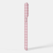 Coquette-Rosa-Gingham-Monogramm-Brautjungfer-Initi iPhone Hülle (Rechte Seite)