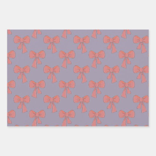 Coquette rosa, handgezogenes Bugmuster Geschenkpapier Set (Vorderseite 2)