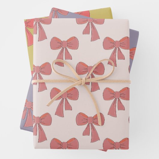 Coquette rosa, handgezogenes Bugmuster Geschenkpapier Set (Beispiel)