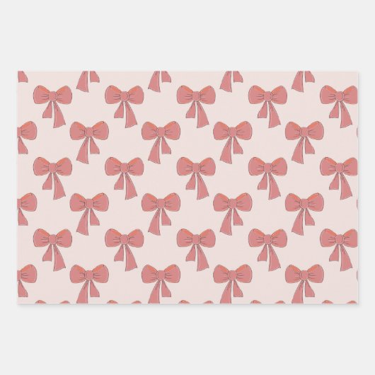 Coquette rosa, handgezogenes Bugmuster Geschenkpapier Set (Vorderseite)