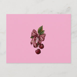 Coquette-Rosa-Kirschband-Kissen Postkarte